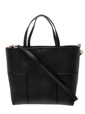 Authentic Tory Burch Block T Mini Tote Black Leather Purse Handbag Crossbody